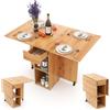 LIFEZEAL 3 in 1 Tavolo da Pranzo, da Cucina, Console, 120x77cm, 4-6 Persone, Pieghevole, Allungabile, con 2 Ruote, 1 Cassetto, 2 Ripiani, in Legno, per Sala da Pranzo, Soggiorno, Max 95 kg (naturale)