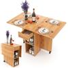 COSTWAY Tavolo da Pranzo con 2 Ruote, Tavolo da Cucina Pieghevole con 2 Ripiani e Cassetto, Tavolo Pranzo 120 cm, Tavolo Consolle Versatile per Pranzo, Portata 70 kg (Naturale)