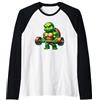 Strong Turtle Gym Fitness Design Pesi muscolari per sollevamento tartarughe in palestra Maglia con Maniche Raglan
