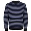 JACK & JONES Joreaton Knit Crew Neck BF Maglione Lavorato a Maglia, Nero/Strisce: Blu Nightshadow, M Uomo