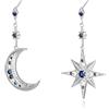 Bellitia Jewelry Orecchini Zirconi Cubici in Argento Sterling 925 per Donna, Orecchini Pendenti a Forma di Stella della Luna e del Sole Asimmetrici