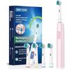 Generic Spazzolino elettrico rotativo ricaricabile per adulti, spazzolino rotante con testine morbide, pulizia profonda, timer intelligente da 2 minuti, impermeabile IP67 (rosa, 4 teste)