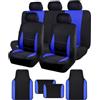 Flying Banner Set completo di coprisedili universali in tessuto per auto e tappetini antiscivolo per auto (Nero blu)