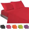 ECOMMERC3 | Set di lenzuola da 4 pezzi, per letto da 200, 100% Made in Spain, set di lenzuola con lenzuolo con angoli, sopra e 2 federe per cuscino da 45 x 110 colore rosso