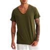Leif Nelson Maglietta estiva da uomo, con scollo a V, slim fit, in cotone, stile moderno, da uomo, con scollo a V, a maniche corte, lunghezza LN6280, cachi, M
