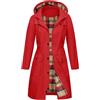 heekpek Giacca Impermeabile Donna Antipioggia con Cappuccio Lungo Trench Giubbino Leggero Giacca Vento Cappotto Impermeabile per Primavera e Autunnale, Rosso, XL