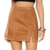 fdsmall Gonne da donna in finta pelle scamosciata a vita alta, gonna aderente mini minigonne con spacco laterale, gonna corta a matita con cerniera, gonna skinny per discoteca, cachi, M