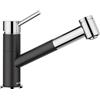 BLANCO KANO-S Vario rubinetto da cucina in antracite cromato ad alta pressione con tubo estraibile antiriflusso, cartuccia in ceramica con doccetta regolabile per un getto forte
