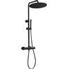 Görbach Colonna Doccia con Rubinetto Termostato, Asta Doccia Regolabile in Acciaio Inox 304, Set Doccia a Pioggia con Miscelatore, Doccetta e Soffione Doccia D30cm, Nero Opaco