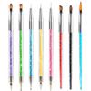 Cheerhom 8 Pcs Pennelli Unghie Gel, Pennello Gel Unghie Ricostruzione,De Doble Punta Pincel Acrilico Uñas con Herramienta de Punteado Para Diseño de Arte de Uñas DIY, Nail Art