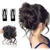 Diyxisk Chignon Coda Capelli Extension,1 Pezzo Capelli Finti e 2 Pezzi Fermagli Capelli Donna Finto Capelli Bellissimo Chignon Facile per Capelli,Adatto Donna e Ragazza（Marrone Nero）