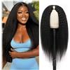 Yavida Parrucca donna capelli veri umani seta Kinky Straight wigs V part wig Human Hair Yaki Upgrade u part wig human hair wig Facile da indossare senza colla （16inch）