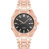 BARAMON Royalty - Orologio da uomo, movimento al quarzo, in acciaio inox, con data, impermeabile, con lancette luminose, stile casual e business, Colore: nero rosato., Moderno