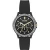 Steve Madden Orologio da donna con cinturino in silicone con cristalli autentici, Nero