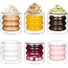 Pgtc 100ml Bicchieri Della Bolla con la Paglia,Set di Bicchieri a Coste 6pcs,Bicchieri Dell'Onda Tumbler di Vetro,Bicchieri Dell'Acqua per Il Latte Macchiato Caffè Freddo Whisky Cocktail Caffè Soda