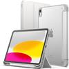 JETech Custodia Opaca per iPad (A16) 11a/10a Generazione (2025/2022) con Portapenne, Posteriore Glassata Traslucida Supporto Cover Sottile Tablet (Argento)