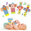 BelleStyle Giochi Sensoriali Sonaglio Neonato 0+ Mesi,4 PCS Calzini Sonaglio Neonato,Sonaglio Neonato Calzini da Polso a Sonaglio,Calzini Sensoriali Neonato,Regalo Nascita Bimbo(Scimmia ed Elefante)