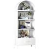 SUPEER Credenza Vetrina in Metallo con Cupola - Libreria 2 Ripiani Regolabili, Mobile Esposizione per Soggiorno/Camera (Nero, 185x80x40 cm)