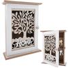 wocpvm Cassetta portachiavi in legno, vintage, con 6 ganci per chiavi, design retrò, per chiavi, gioielli, piccoli oggetti, 22 x 7 x 28,5 cm, bianco