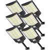Sararoom Lampione Solare Led Esterno, 864Led 1000W Faro Led Esterno con Pannello Solare, IP65 Impermeabile Faretto con Sensore di Movimento, 6500K Luci di Sicurezza per Giardino Sentieri Garage, 6Pcs