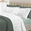 PENSIERI DELICATI Completo Letto Matrimoniale 100% Cotone, Completo 250x300 Comprensivo di Lenzuolo Sotto, Lenzuolo Sopra e 1 Federa a due Volant, Made in Italy, Fantasia Goccia Verde