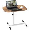 HAMHAIGO Piccolo Scrivania pieghevole Marrone Scrivania Tavolino con ruote 60 x 40 cm Tavolo da letto per camera da letto, altezza regolabile scrivania mobile, tavolo da letto con roulette