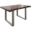 MASSIVMOEBEL24.DE Freeform 5 Tavolo da Pranzo in Legno di Acacia - Laccato Marrone/Gambe in Ferro - Argento Mat 140x90x77
