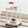 KEJIAWU Tavolino rotondo con rotelle, comodino in plastica, tavolino rotondo, con rotelle bloccabili, per soggiorno, camera da letto, balcone, terrazza (Color : White)