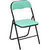 DRW Sedia pieghevole in metallo e seduta in ecopelle verde 44 x 46 x 78 cm, seduta 44 cm