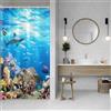 SDOTPMT 90x183cm Under The Sea Tenda da doccia Multicolore Corallo Reef Pesci Balene Tartarughe Tema Animali Subacquei Tenda per vasca da bagno per bambini Decor Bagno Impermeabile con Ganci