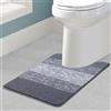 Enyhom Tappetino per WC a forma di U, 50 x 60 cm, ultra morbido, antiscivolo, assorbente, lavabile, tappetino da bagno, grigio