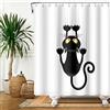 SDOTPMT 140x183cm Nero Gatto con Affilato Zampe Tenda da doccia Carina Divertente Gatto Gattino Tenda da bagno Bianco Sfondo Tenda da doccia Tessuto Poliestere per Bagno con ganci