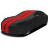 Asasytal Copriauto Auto Interno Completa,Anti-dust/Traspirante Morbido Tessuto in Velluto con Elasticità Bene,Universale Fit Saloon/Berlina L4.9~5,25m per la Mostra di Garage/Auto,Striped Rosso+Nero