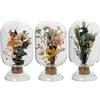 DRW Set di 3 fanali di cristallo con fiori artificiali in tonalità forti 8 x 8 x 16 cm