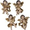 DRW Set di 4 figure di Angeles musicisti da appendere in beige e oro 5 x 9 x 12 cm