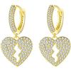PAMTIER Orecchini Cuore Spezzato Donne Acciaio Inossidabile Pieno Diamante per Ragazze Adolescenti Amici Compleanno Collana abbinata Oro