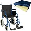 App Life Sedia a Rotelle Pieghevole Leggera Transito per Disabili ed Anziani, Dispositivo Medico di Classe I con Braccioli, Pedane ribaltabili ed Estraibili Blu (Sedia a Rotelle + Cuscino Nylon)