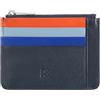 DUDU Bustina porta carte di credito in vera pelle colorata portafogli con zip Navy