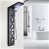 AWorddy LED Colonna Doccia Idromassaggio in 304 Acciaio Inox Pannello Doccia Set con Miscelatore da Massaggi, Soffione Fisso, Doccetta e Bocca Vasca 5 Funzioni per Bagno Nera