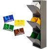 WELL HOME MOBILIARIO & DECORACIÓN Pattumiera e riciclaggio in metallo a 3 scomparti + 4 etichette magnetiche, 3 x 17 L (51 L) grigio lucido