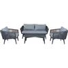 VivaGarden Salotto da Giardino con Divano 3 Posti Tavolino e 2 Poltrone con Cuscini Charleroi in Corda e Alluminio 178x80x71cm coloreAntracite - AT804120