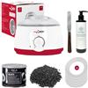 Anyskin Cera Brasiliana kit Completo con Scaldacera Professionale 100Watt, Ceretta Brasiliana Chicchi 1kg Black Made in Italy, Cera Lipo 400ml, Emulsione Dopocera 250 ml, Spatola in Acciaio
