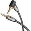 goobay 65277 Cavo audio AUX 0,5m / spina angolare a 90 gradi/jack da 3,5 mm guaina in tessuto/Adatto per telefoni cellulari, console