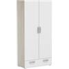 Armadio guardaroba con due ante nano con ripiani quercia e bianco, 81,2x37,6x167 cm