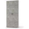 Armadio 2 ante bianco e cemento 90x45x195 cm