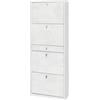 Sarmog Scarpiera bianca con 4 ante e 1 cassetto, 63x29x164 cm