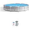Intex Piscina fuori terra con struttura rotonda intex prisma frame grigio chiaro 366x366x76 cm - cod. 26712np
