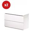 Set 2 comodini giotto 2 cassetti bianco fiammato 49x38x41 cm