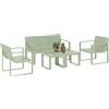 Outsunny Set da Giardino 5 Pezzi a Doghe con Divanetto, 2 Poltroncine e 2 Tavolini in Polipropilene Verde