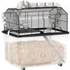 PawHut Gabbia per Criceti a 2 Piani con Ruote, Tubi, Ciotola, Bottiglia e Rampa, 58x43x57 cm, Nero